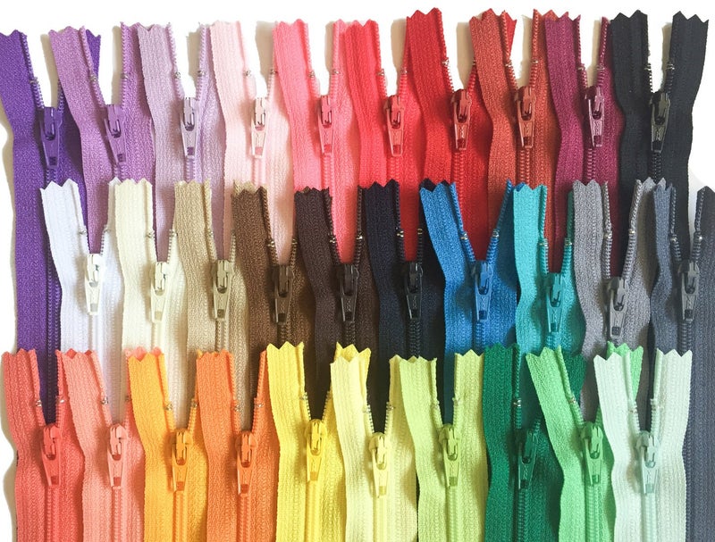 واي كي كي سحابات YKK تشكيلة الوان 7 بوصة عدد 3 لفائف نايلون طقم 30 قطعة - Image 1